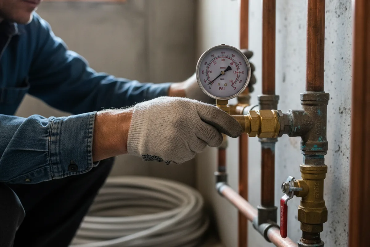 Pressure testing a repaired line during Water Line Repair in Lincoln
